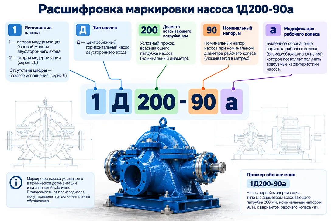 Расшифровка маркировки насоса 1Д200-90а Расшифровка маркировки насоса 1Д200-90а